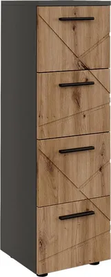 Image de Armoire Midischrank Vicco Irma Anthracite/Chêne de force doré 30x95cm avec 4 tiroirs, Model 54771