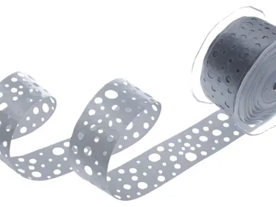 Produktbild von Satinlochband grau - 40 mm Breite auf 20 m Rolle - 52040 80