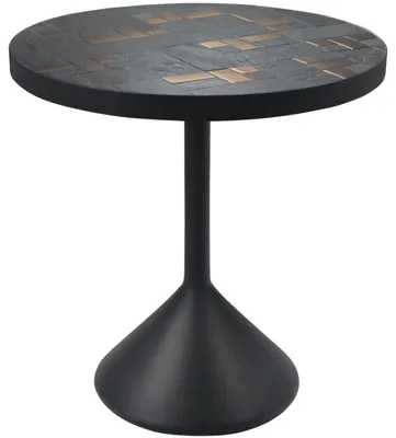 Image de Casa Padrino Luxe Table de salon Multicolore / Noir Ø 50 x H. 53 cm - Table basse ronde avec ardoise & carreaux de céramique
