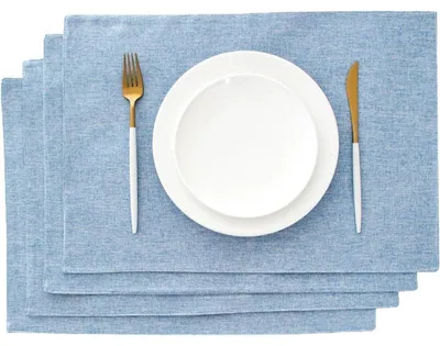 Productafbeelding van Stoffen placemats, lichtblauw, set van 4, 33 x 48 cm, afwasbaar