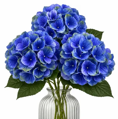 Produktbild von G.blümt Künstliche Hortensien 64 cm lang, Kunstblumen Real Touch wie echt, Blaues Lavendel 3 Stück