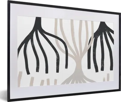 Produktbild von MuchoWow® Gerahmtes Poster Linie - Pastell - Abstrakt - Muster 60x40 cm - Poster mit Schwarzem Bilderrahmen Wandposter Rahmen Foto Bilder - Schlafzimmer - Plakat in Rahmen - Drucken