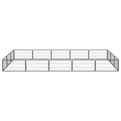 Zdjęcie produktu dla vidaXL 16-częściowy kojec dla psa czarny 100x50cm stal malowana proszkowo