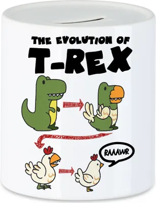 Produktbild von Evolution Of T-Rex Spardose Vom T-Rex Zum Huhn Dinosaurier Geschenkidee Lustig
