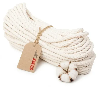 Image de Seilwerk STANKE Cordelette coton 8mm x 50m, torsadée en 3 brins - Corde macramé, suspension corde pour déco, ficelle bricolage - douce, teignable, facile à nouer, 100 % coton naturel, bonne adhérence