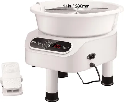 Obrázek produktu pro Hrnčířský kruh, motor s přímým pohonem, uživatelsky přívětivé ovládání, 11 palců, bílá barva, 450 W