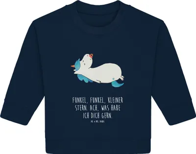 Produktbild von Mr. & Mrs. Panda Organic Baby Pullover Einhorn Schnuller 24. - 36. Monat - French Navy - Geschenk, Geburt, Einhörner, Geburtstag, Bullover, Mama, Unicorn