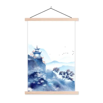 Produktbild von MuchoWow® Textilposter Malerei - Ölfarbe - Natur 40x60 cm mit holzfarbenen Rahmen - Poster