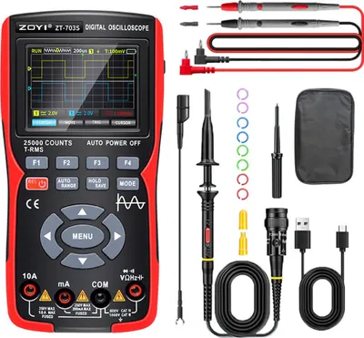 Obrázok produktu pre digitálny multimeter 3v1 Šírka pásma 50 MHz Vzorkovacia frekvencia 280MS Ukladanie údajov v PC Dvojkanálový osciloskop Generátor signálov 3,5 palca Farba
