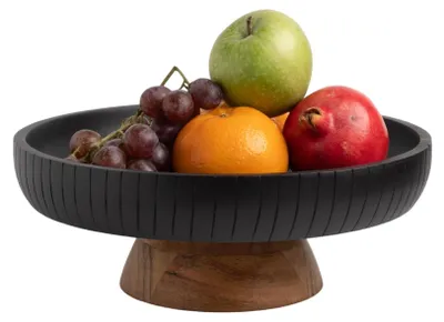 Produktbild von Frutschale 30,5 cm - Dekorative schwarze Schale - Einzigartige Handarbeit