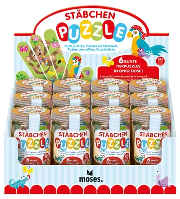 Produktbild von Stäbchenpuzzle aus Holz | 6 Tier-Puzzle in einer Dose | Für Kinder ab 2 Jahren