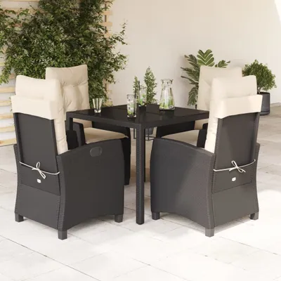 Produktbild von Möbel 5-tlg. Garten-Essgruppe mit Kissen Schwarz Poly Rattan - Balkonmöbel 3212628