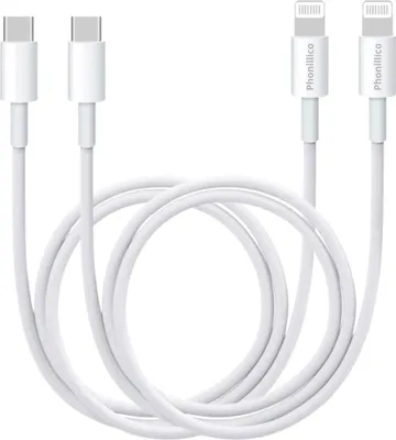 Obrázek produktu pro Kabel USB-C Lightning pro iPhone 14 / 14 PLUS / 14 PRO / 14 PRO MAX / 13 / 13 MINI / 13 PRO / 13 PRO MAX / 12 / 12 MINI / 12 PRO / 12 PRO MAX / 11 PRO / 11 PRO MAX / SE 2022 / SE 2020 [2 kusy] Bílý 1m Phonillico®