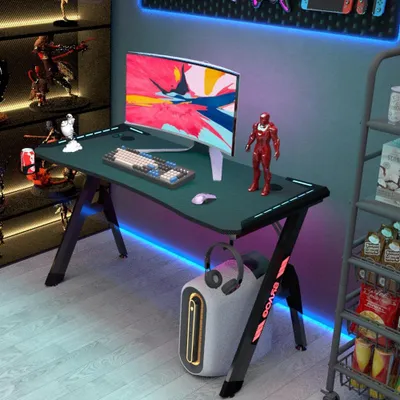 Produktbild von Computertisch PC-Tisch Gaming Tisch Gaming Schreibtisch Gaming Schreibtisch RGB Gaming Tisch 120*60*73cm Schwarz 【HWSJ2568-HEI】