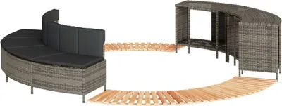Immagine prodotto di vidaXL Bordo per vasca idromassaggio in poly rattan grigio e legno massiccio di acacia