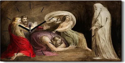 Produktbild von Dekor Leinwand Uhr Wandbilder 60x30 Malerei Mythologie Kunst Antike Vintage - schwarze Hände