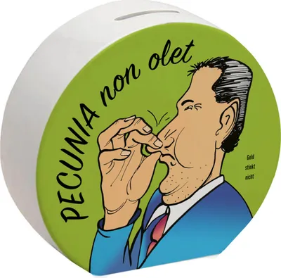 Produktbild von Pecunia non olet Spardose in Grün zum Thema Geld