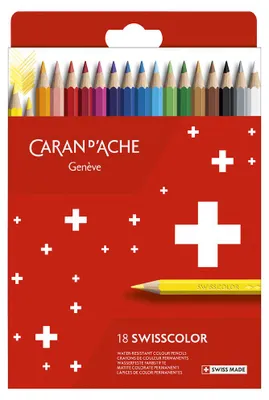 Image de CARAN D'ACHE1284818 CARAN D'ACHE Crayons de couleur Swisscolor, étui carton de 18 pièces
