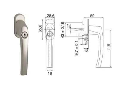 Produktbild von Fenstergriff Roto Line, 7 x 35 mm, silber