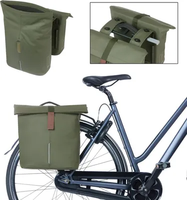 Produktbild von Basil Doppelpacktasche City MIK moss green, 12x30x33cm, 28-32ltr