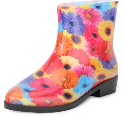 Produktbild von Ladeheid Damen Kurze Gummistiefel Stiefeletten bunt Regenschuhe wasserfest mit Muster LAZT201802 (Muster-02, 38 EU)