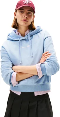 Produktbild von Tommy Hilfiger Damen Hoodie Classic Script Fleece mit Kapuze, Blau (Brisk Blue H