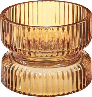 Produktbild von Elegante geriffelte Teelichthalter aus Glas für stimmungsvolle Dekoration, 4 Stück