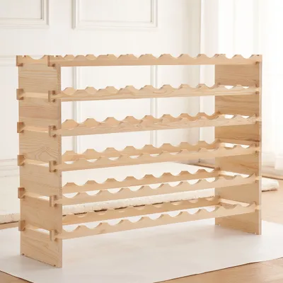 Produktbild von Weinregal Weinständer Flaschenregal mit 6 Ebenen für 60 Flaschen Weinregal Weinhalter 110x30x80.5cm