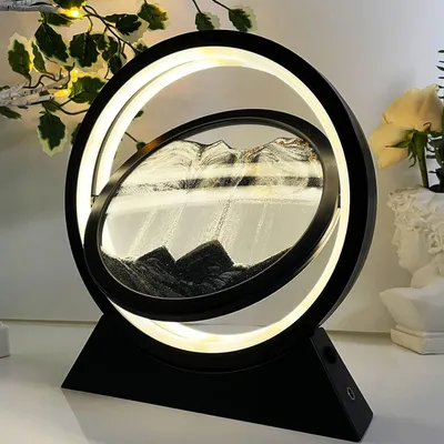 Produktbild von Sanduhren, Sandbilder Zum Drehen, 3D Dynamische Sandbild, Sandkunstbild mit LED Nachtlicht, Bewegende Sandkunst für Tischdekoration Büro Wohnzimmer