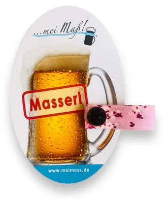 Bierkrügelband aus Trachtenstoff, rosa mit Blumen, handgefertigt