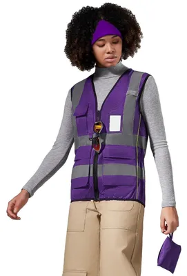 Produktbild von Arbeitsweste Warnweste Damen Sicherheitsweste Laufweste mit Reißverschluss und Taschen M Lila