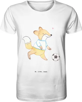 Produktbild von Mr. & Mrs. Panda T-Shirt Fuchs Fußball spielen Größe S - Weiß - Geschenk, Herren, Tshirt, Shirt, Turnier, Fußballmannschaft, Fußballverein, Fußballtraining, Basic-Shirt