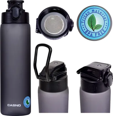 Produktbild von Casno Tennessee Trinkflasche 750 ml, Wasserflasche BPA-Frei, Tritan, gym flasche, Sportflasche für Fahrrad, Outdoor, Fitness, Leicht, Grau.