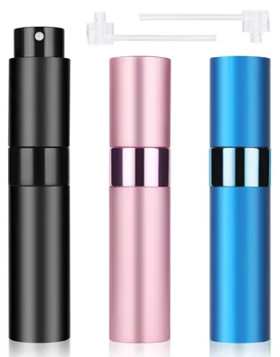 Produktbild von Mini Parfümzerstäuber 3er Set 10 ml Nachfüllbar Reise Sprühflasche Schwarz Blau Rosa Aluminium Robust