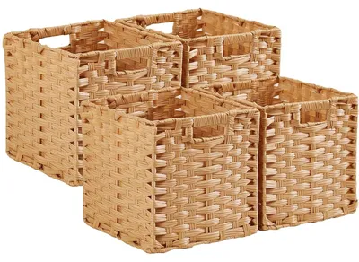 Immagine prodotto di Scatole contenitore da 25 cm - Set di 4 cesti portaoggetti effetto rattan