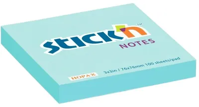Produktbild von Bloček samolepicí Stick'n Hopax, 76x76 mm, pastelově modrý, 100 lístků