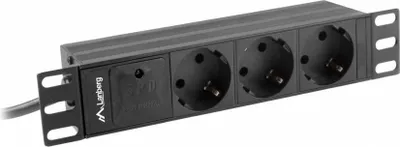 Image de Lanberg PDU-03E-0200-BK unité de distribution d'énergie (PDU) 3 prise(s) AC 1U Noir