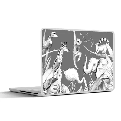 Produktbild von MuchoWow® Laptop Aufkleber Sticker Cover Aquarellieren - Tiere - Dschungel - Affe - Jungen - Blau - Kinder - Kinder 25x18 cm - Laptop-Deko