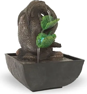 Produktbild von Zimmerbrunnen mit Blattschalen und LED Beleuchtung, Zierbrunnen für die Wohnung