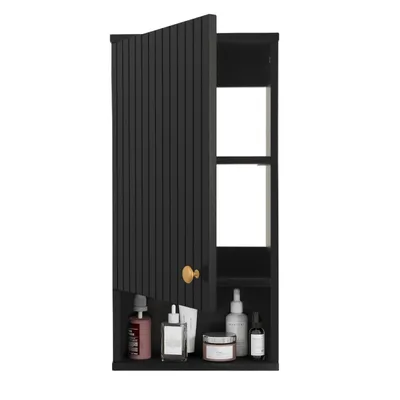 Produktbild von Puluomis Wandschrank Bad Badezimmerschrank, Vielseitiger Aufbewahrungsschrank mit Höhenverstellbaren Regalen, 66x33x17cm für Bad, Flur, Küche, schwarz