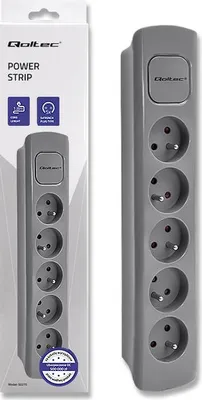 Obrázek produktu pro Qoltec 50275, 1,8 m, vnitřní, typ F (CEE 7/4), šedá, 5 zásuvek AC, 230 V