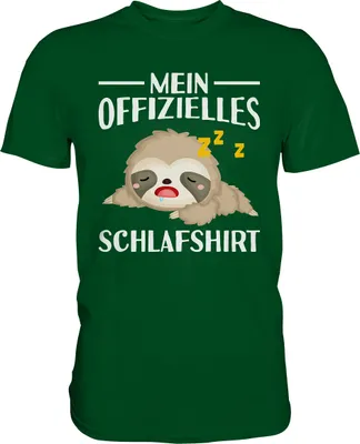 Produktbild von Offizielles Schlafshirt Nachthemd Schlafanzug Pyjama Faultier T-Shirt – Bottle Green / S