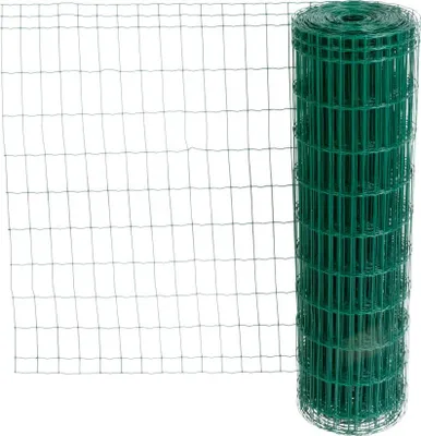 Image de Grillage EUROPLAST 2, hauteur 1000 mm, mailles 100x50 mm, fil 2,20 mm, vert, RAL 6005, Zinc+PVC, de cloture, rouleau 25 m