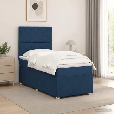 Productafbeelding van vidaXL LED boxspringbed met matras, blauw, 80 x 200 cm, gestoffeerd