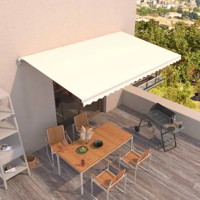 Produktbild von Gelenkarmmarkise 500 x 300 cm Sonnenmarkise mit Kurbel Winkel einstellbar Markise für Terrasse & Balkon, Sonnenschutz Balkonmarkise-Creme-500 x 300 cm