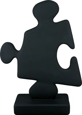 Produktbild von Moderne Skulptur Dekofigur Puzzle aus Kunststein auf Sockel 28x38 cm (Schwarz)