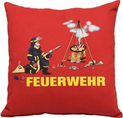 Produktbild von Zierkissen Dekokissen mit Aufdruck - FEUERWEHR - (09231 rot) Kopfkissen Kissen
