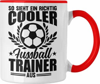 Produktbild von Trendation - Fussballtrainer Tasse Geschenk Bester Fußball-Trainer Geschenkidee für Fussball-Coach (Rot)