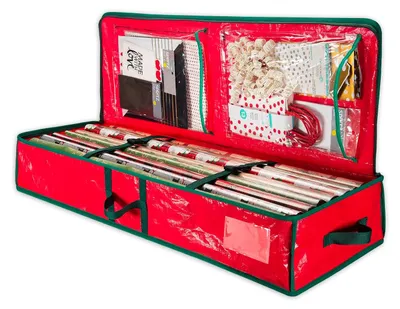 Aufbewahrungsbox für Weihnachtsdeko, Oxford-Stoff, 103x35x15 cm, rot