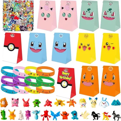 Imagen del producto de Set de regalos para fiestas infantiles - Set de 98 unidades - Regalos para invitados con bolsas de regalo de papel - Minifiguras - Pegatinas